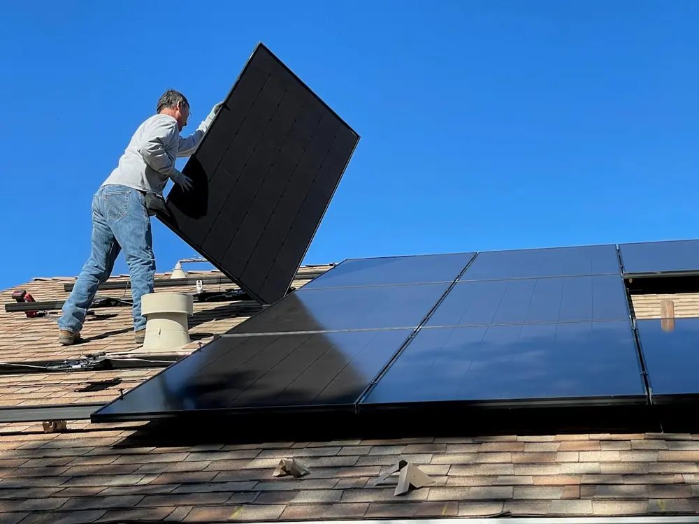 Rooftop solar panels on a residential home