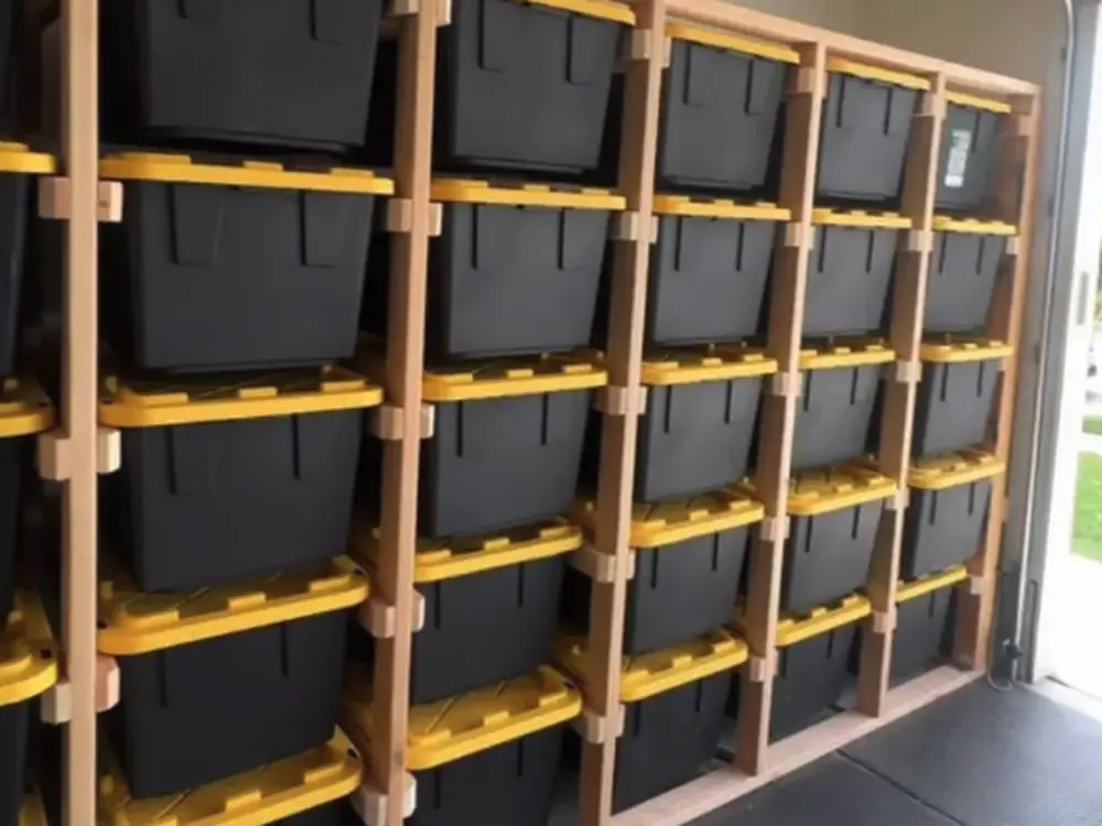 Organized garage with wall-mounted storage and shelving